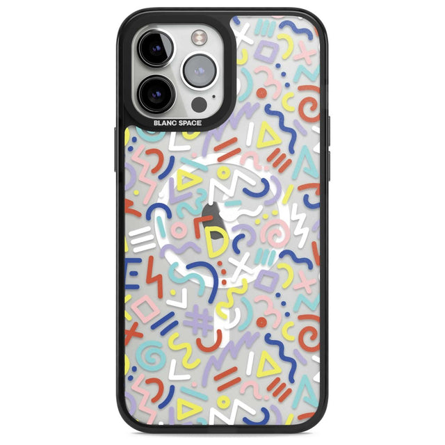 Colourful Mixed Shapes Retro Pattern Design Phone Case iPhone 13 Pro Max / Magsafe Black Impact Case Blanc Space