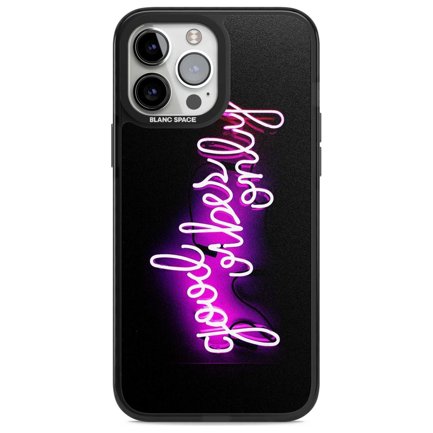 Good Vibes Only Pink Neon Phone Case iPhone 13 Pro Max / Magsafe Black Impact Case Blanc Space