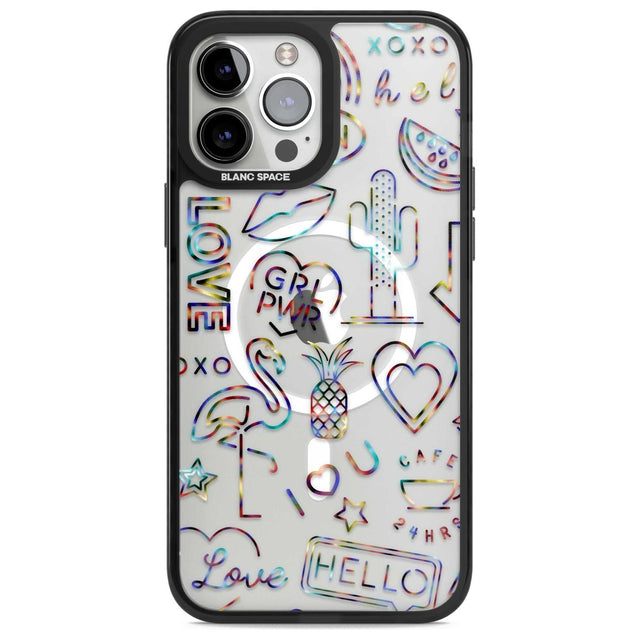 Funky nebula Neon Sign Phone Case iPhone 13 Pro Max / Magsafe Black Impact Case Blanc Space