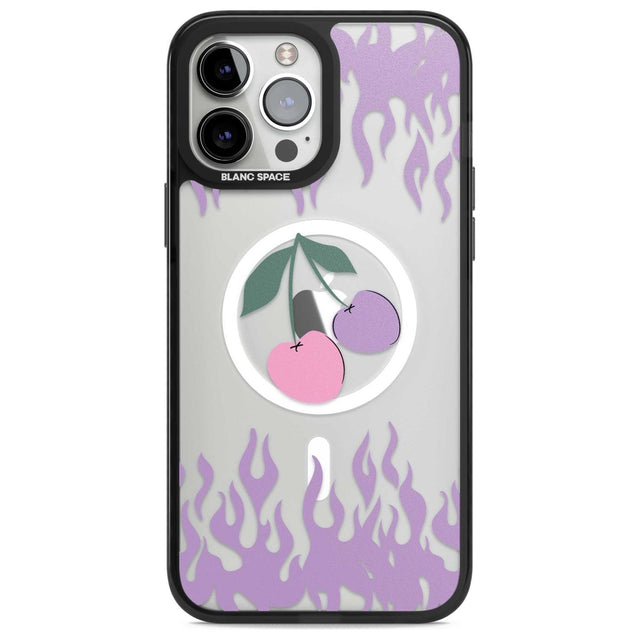 Cherries n' Flames Phone Case iPhone 13 Pro Max / Magsafe Black Impact Case Blanc Space
