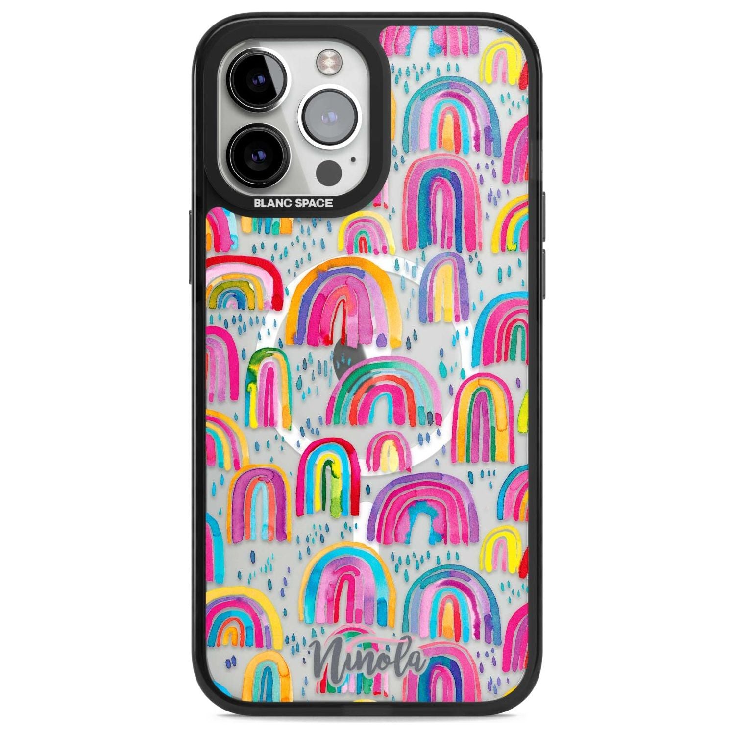 Cute Watercolor Rainbows Phone Case iPhone 13 Pro Max / Magsafe Black Impact Case Blanc Space