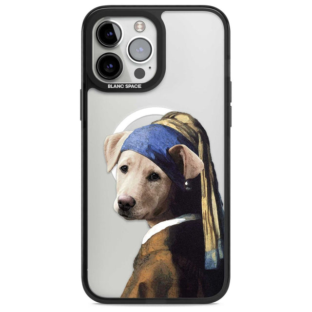 Doggo with a Pearl Earring Phone Case iPhone 13 Pro Max / Magsafe Black Impact Case Blanc Space