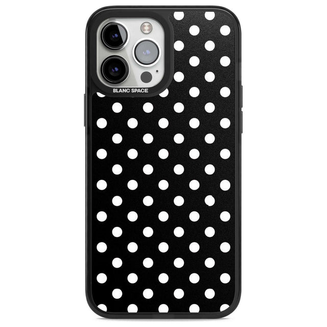 Designer Chic Black Polka Dot Phone Case iPhone 13 Pro Max / Magsafe Black Impact Case Blanc Space
