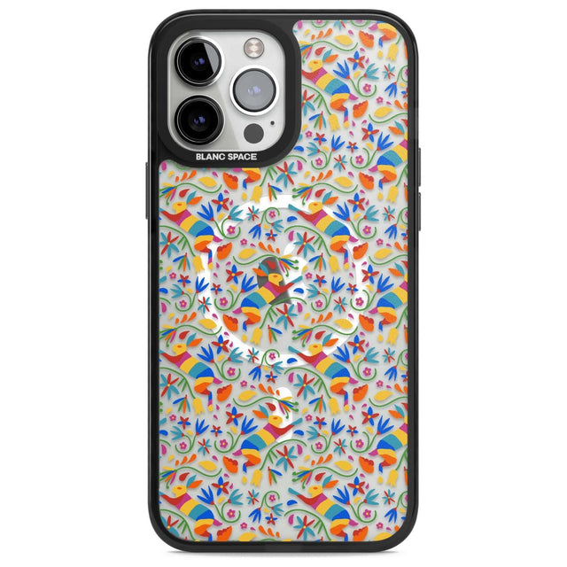 Floral Rabbit Pattern in Rainbow Phone Case iPhone 13 Pro Max / Magsafe Black Impact Case Blanc Space