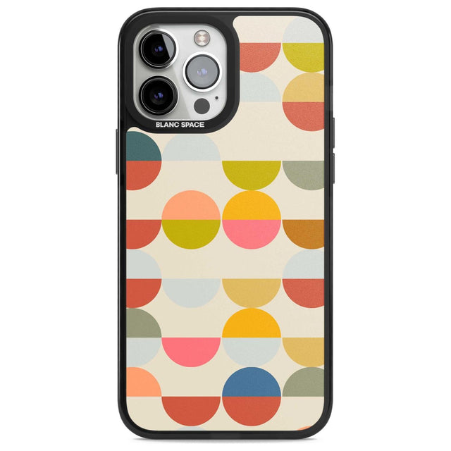 Abstract Retro Shapes: Colourful Circles Phone Case iPhone 13 Pro Max / Magsafe Black Impact Case Blanc Space