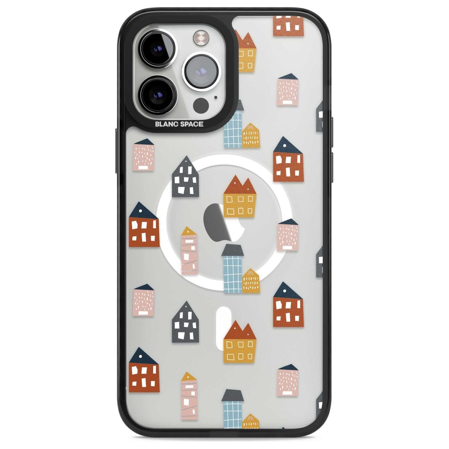 Cute Scandinavian Buildings Phone Case iPhone 13 Pro Max / Magsafe Black Impact Case Blanc Space