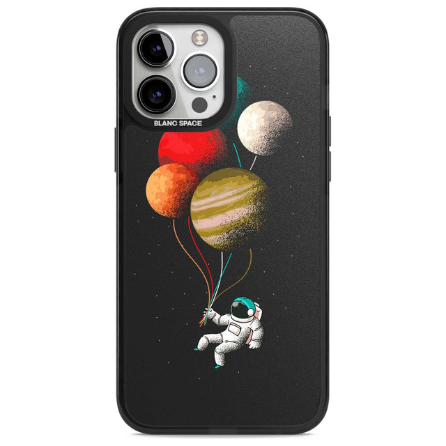 Astronaut Balloon Planets Phone Case iPhone 13 Pro Max / Magsafe Black Impact Case Blanc Space