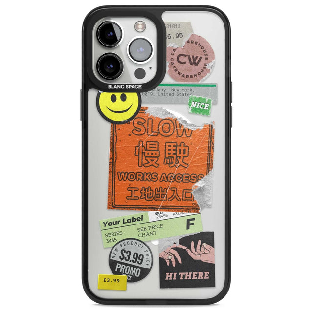 Kanji Signs Sticker Mix Phone Case iPhone 13 Pro Max / Magsafe Black Impact Case Blanc Space