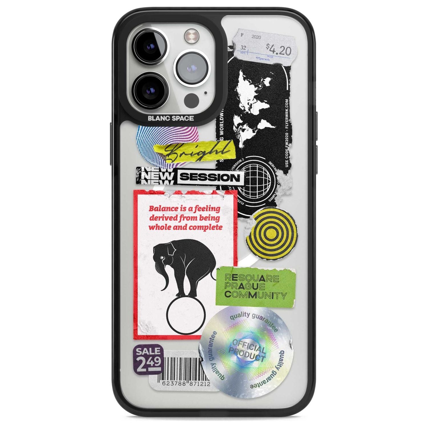 Peeled Sticker Mix Phone Case iPhone 13 Pro Max / Magsafe Black Impact Case Blanc Space