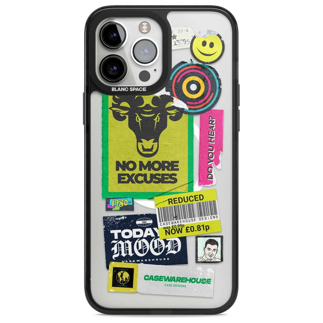 No More Excuses Sticker Mix Phone Case iPhone 13 Pro Max / Magsafe Black Impact Case Blanc Space