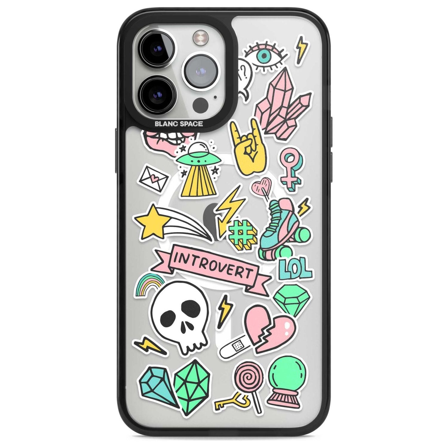 Introvert Sticker Phone Case iPhone 13 Pro Max / Magsafe Black Impact Case Blanc Space