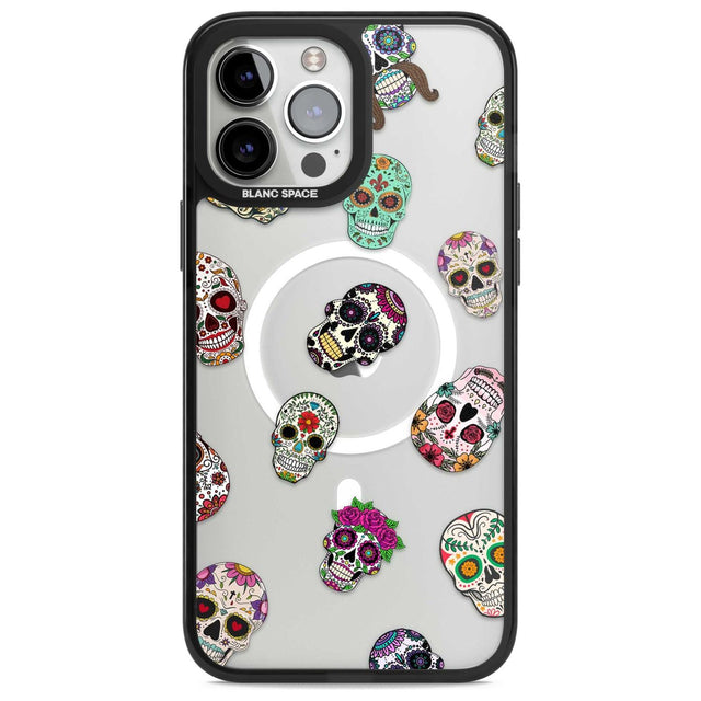 Mixed Sugar Skull Pattern Phone Case iPhone 13 Pro Max / Magsafe Black Impact Case Blanc Space