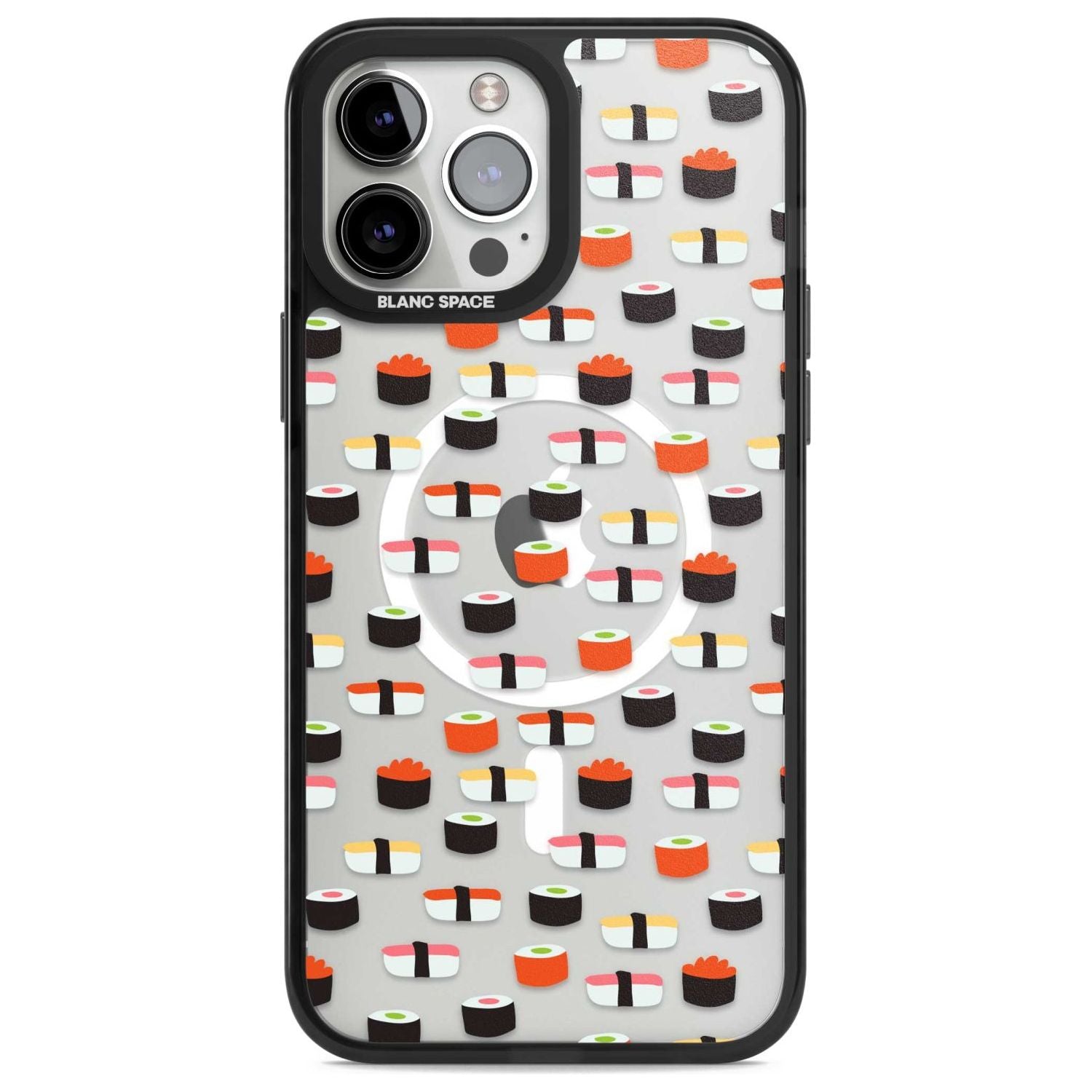 Minimalist Sushi Pattern Phone Case iPhone 13 Pro Max / Magsafe Black Impact Case Blanc Space