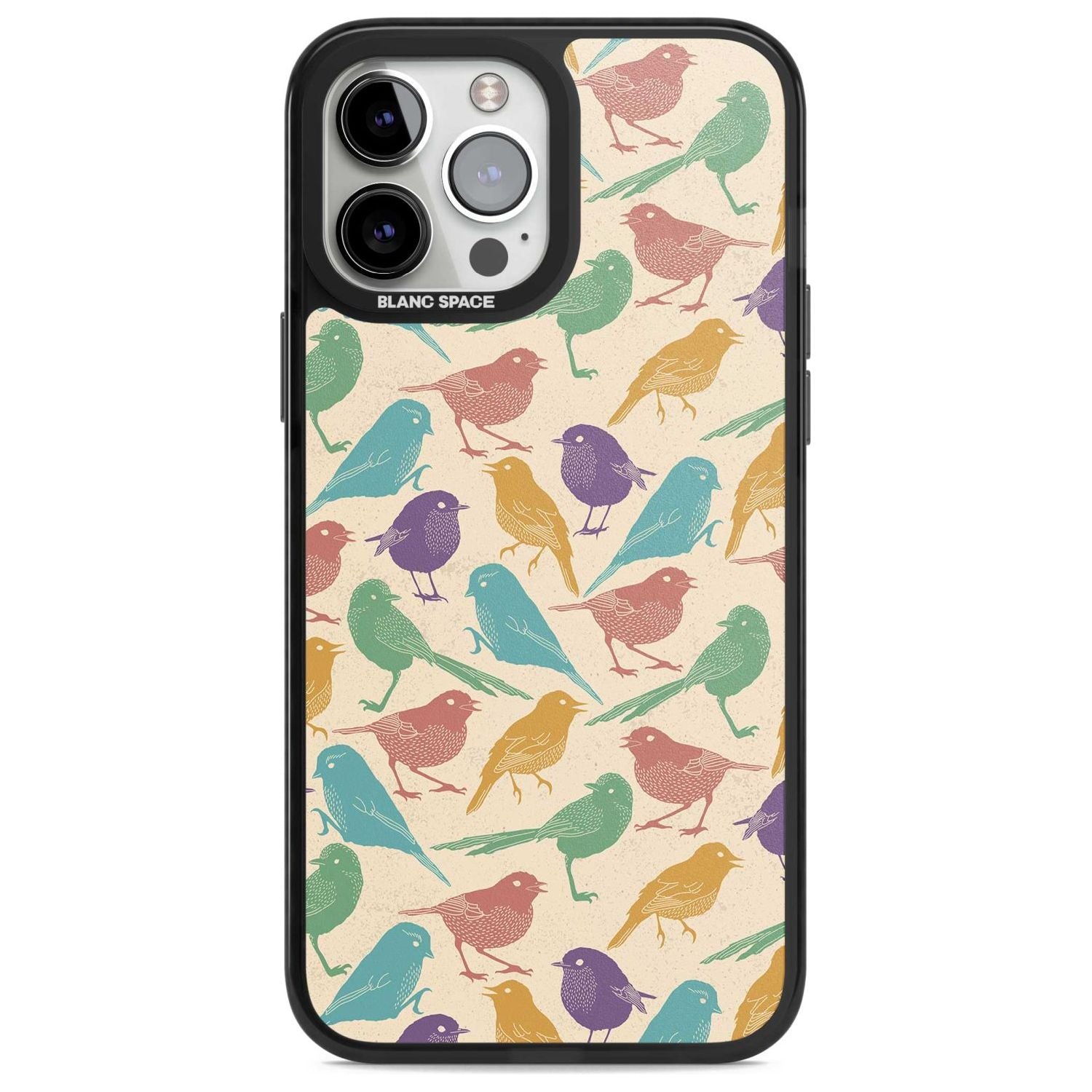 Colourful Feathered Friends Bird Phone Case iPhone 13 Pro Max / Magsafe Black Impact Case Blanc Space