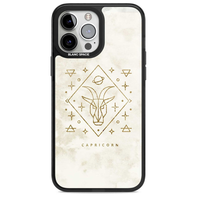 Capricorn Emblem - Solid Gold Marbled Design Phone Case iPhone 13 Pro Max / Magsafe Black Impact Case Blanc Space