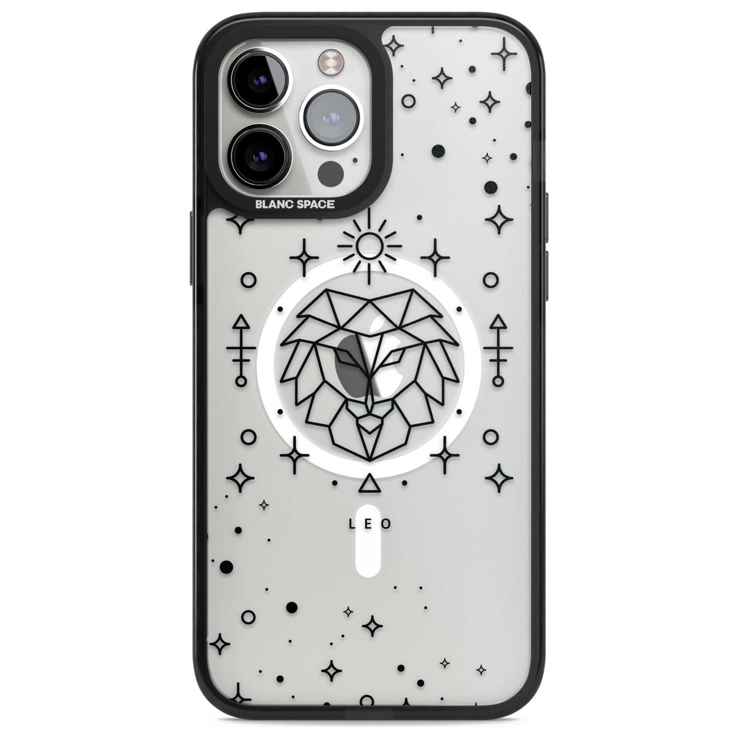 Leo Emblem - Transparent Design Phone Case iPhone 13 Pro Max / Magsafe Black Impact Case Blanc Space