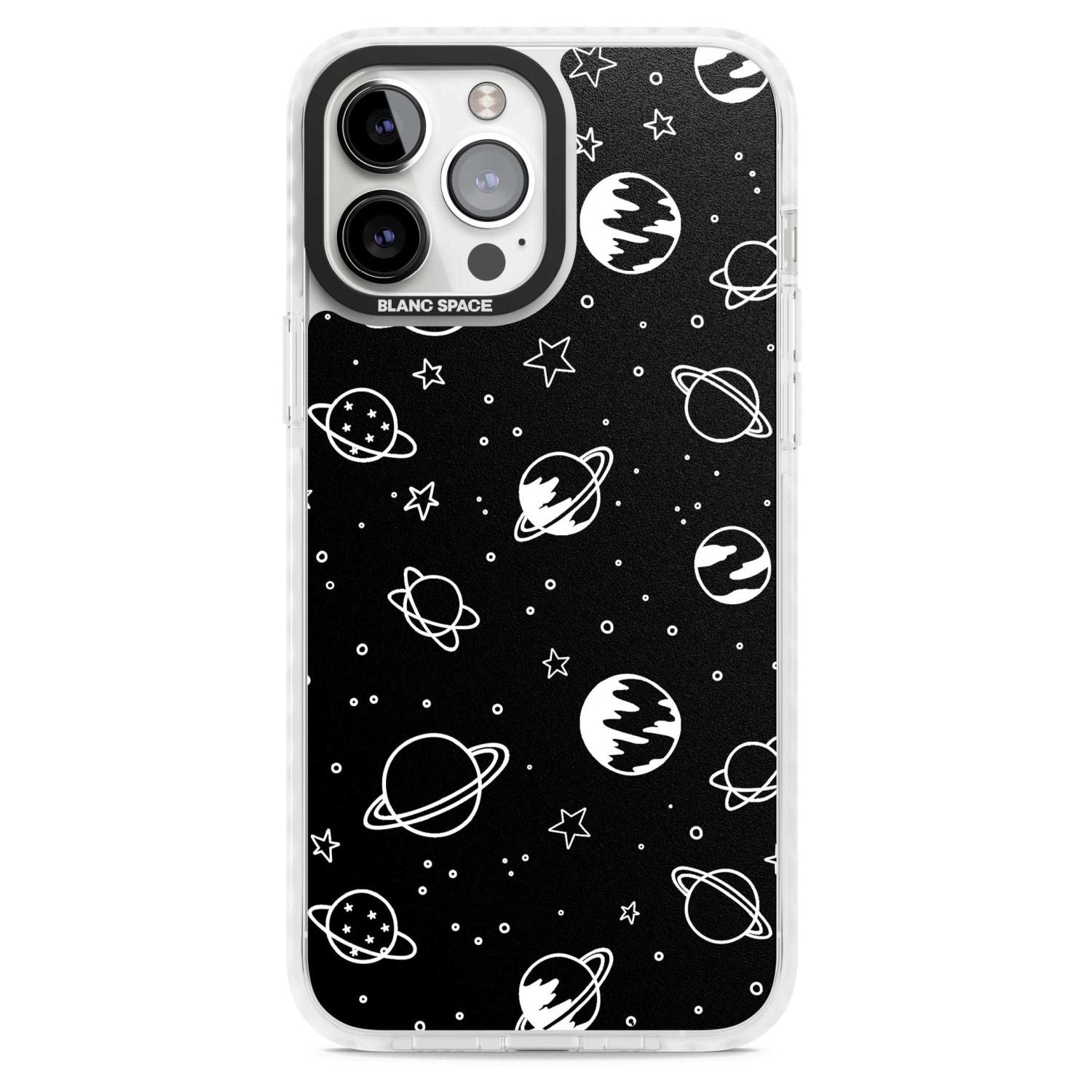 Cosmic Outer Space Design White on Black