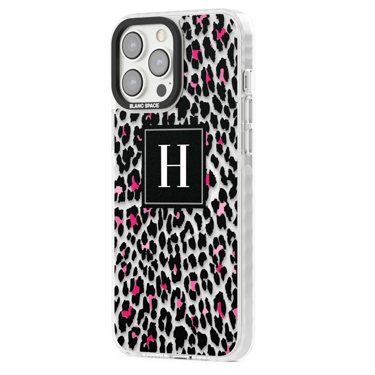 Personalised Clear Pink Leopard Monogram