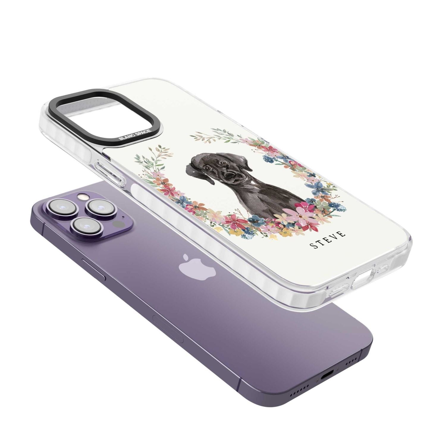 Personalised Black Labrador Floral Portrait