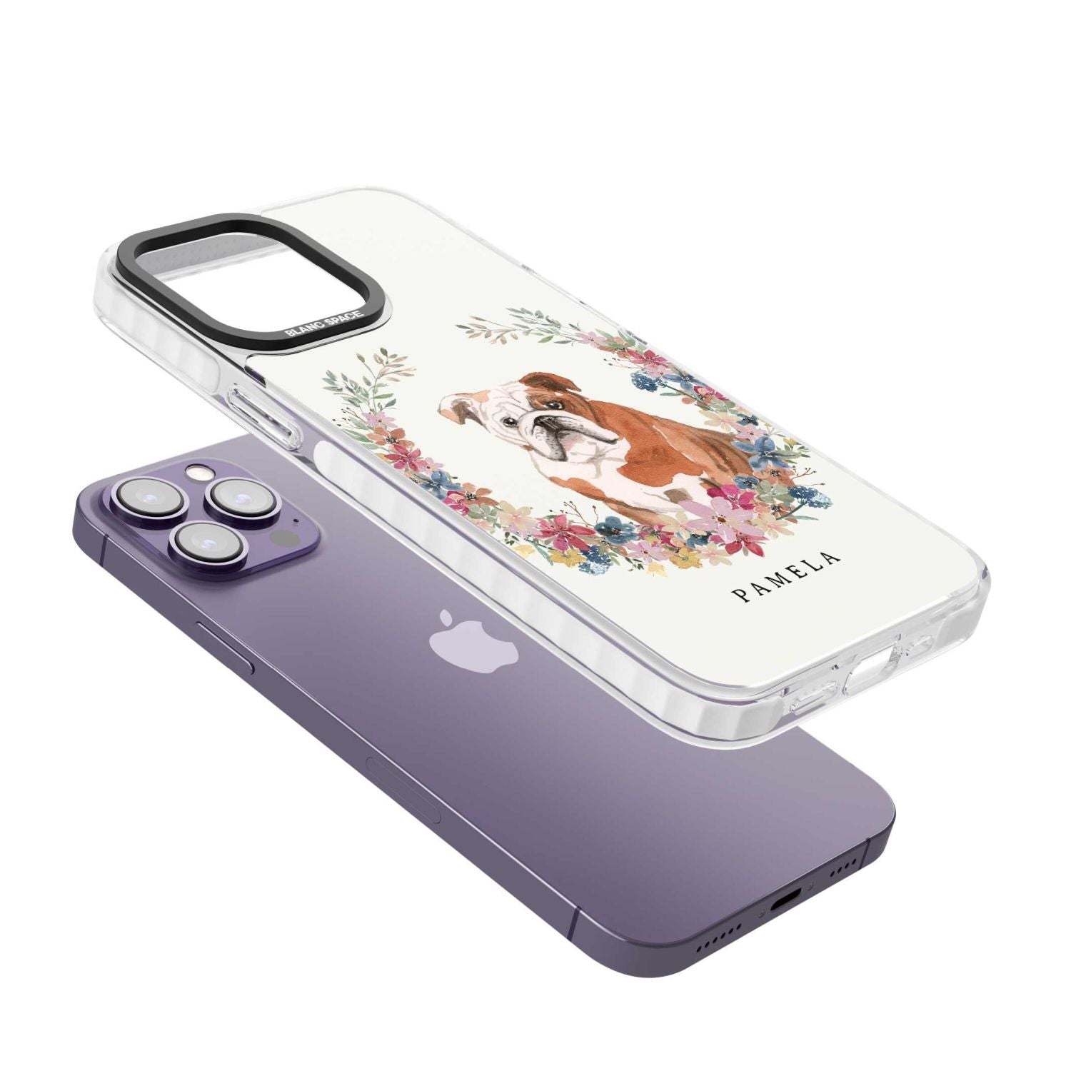 Personalised English Bulldog Floral Portrait