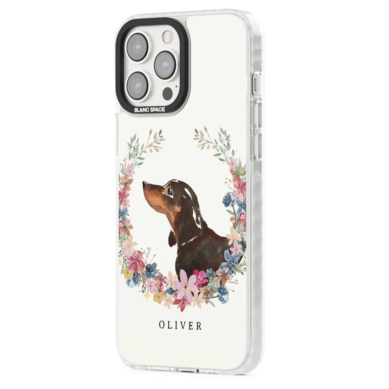 Personalised Black & Tan Dachshund Floral Portrait
