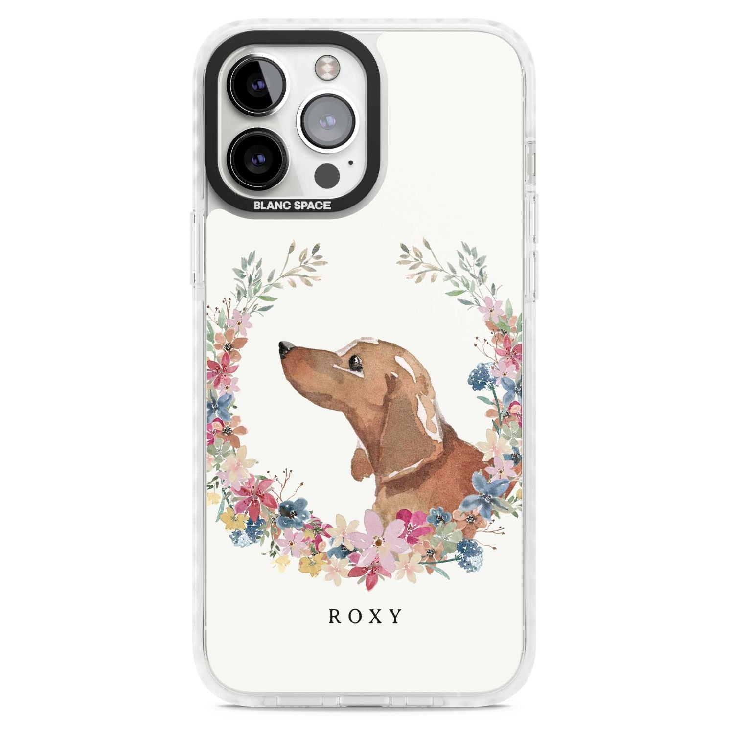 Personalised Tan Dachshund Floral Portrait