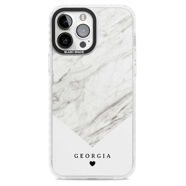 Personalised White Marble Custom Phone Case iPhone 13 Pro Max / Magsafe Black Impact Case Blanc Space