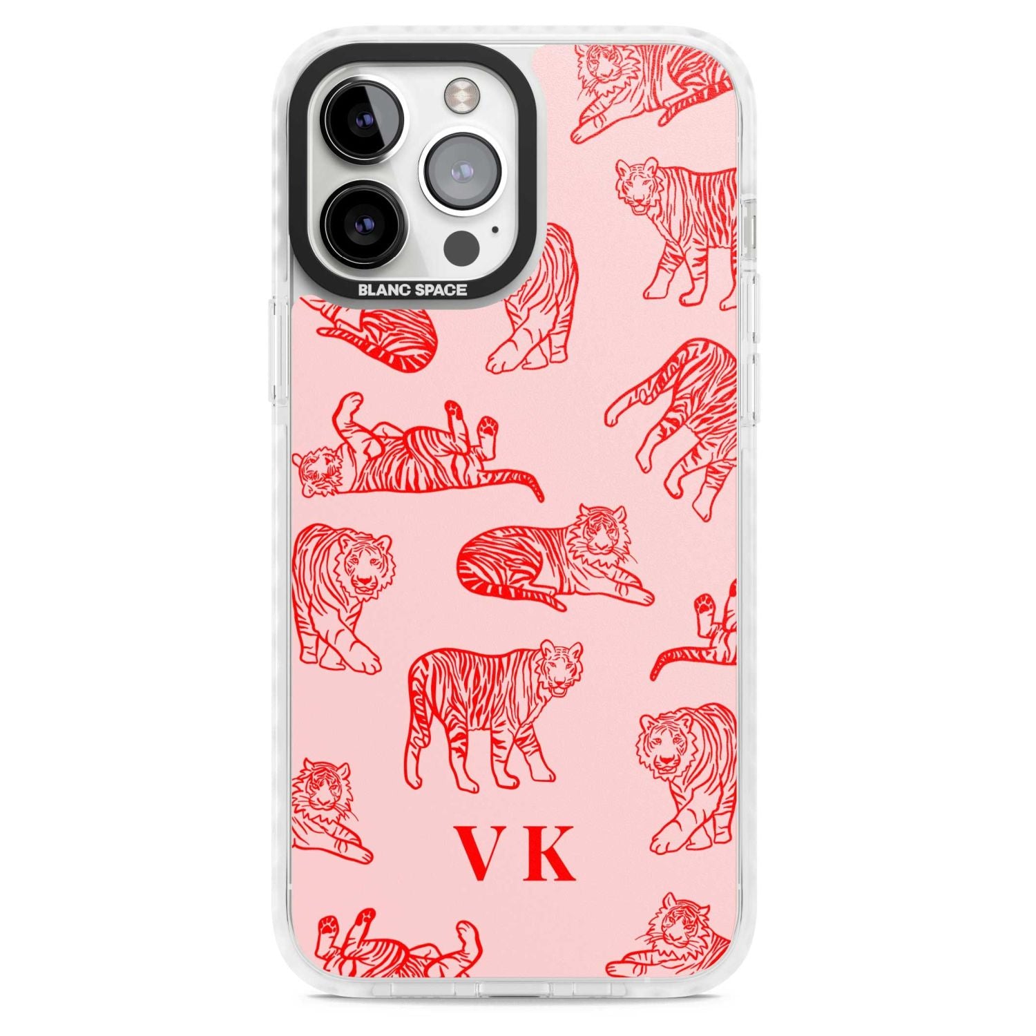 Personalised Red Tiger Outlines On Pink