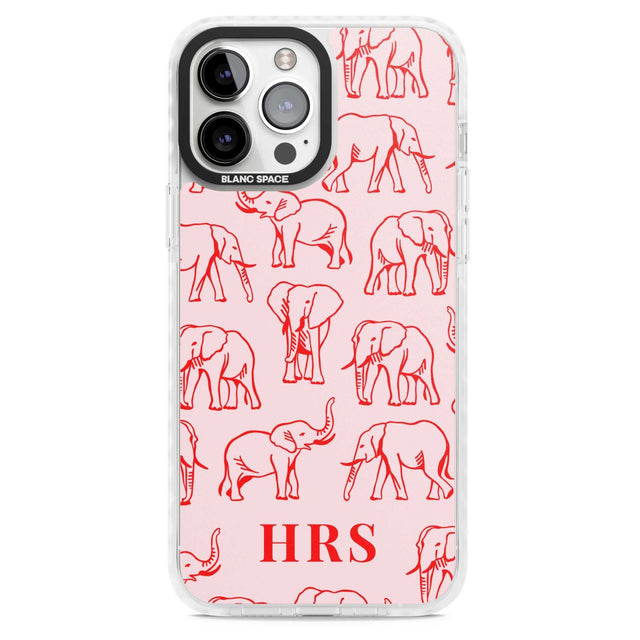 Personalised Red Elephant Outlines on Pink