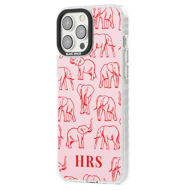 Personalised Red Elephant Outlines on Pink