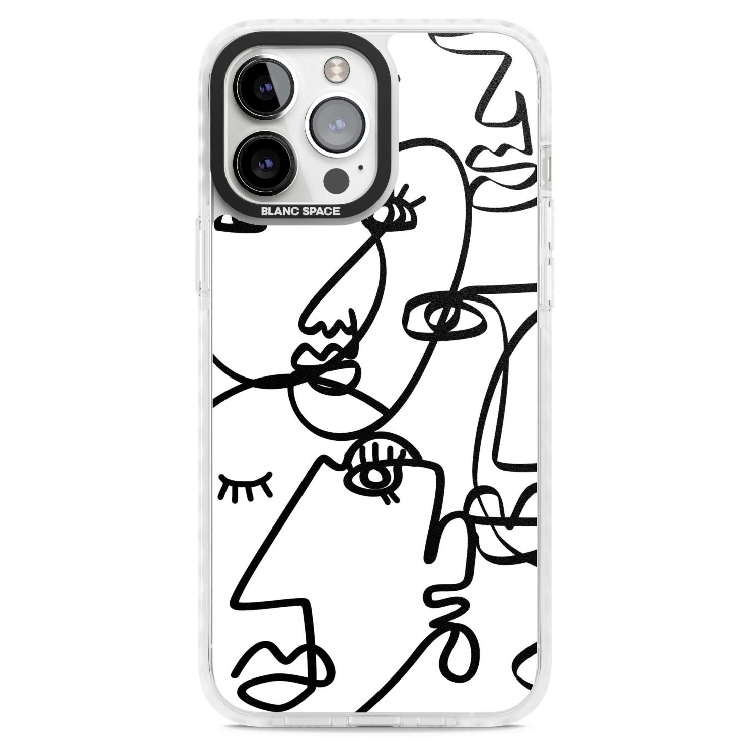 Abstract Continuous Line Faces Black on White