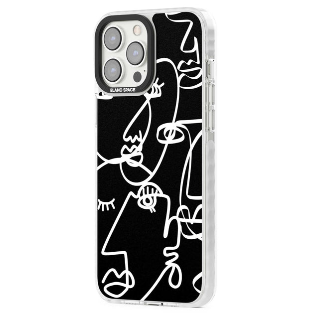 Abstract Continuous Line Faces White on Black