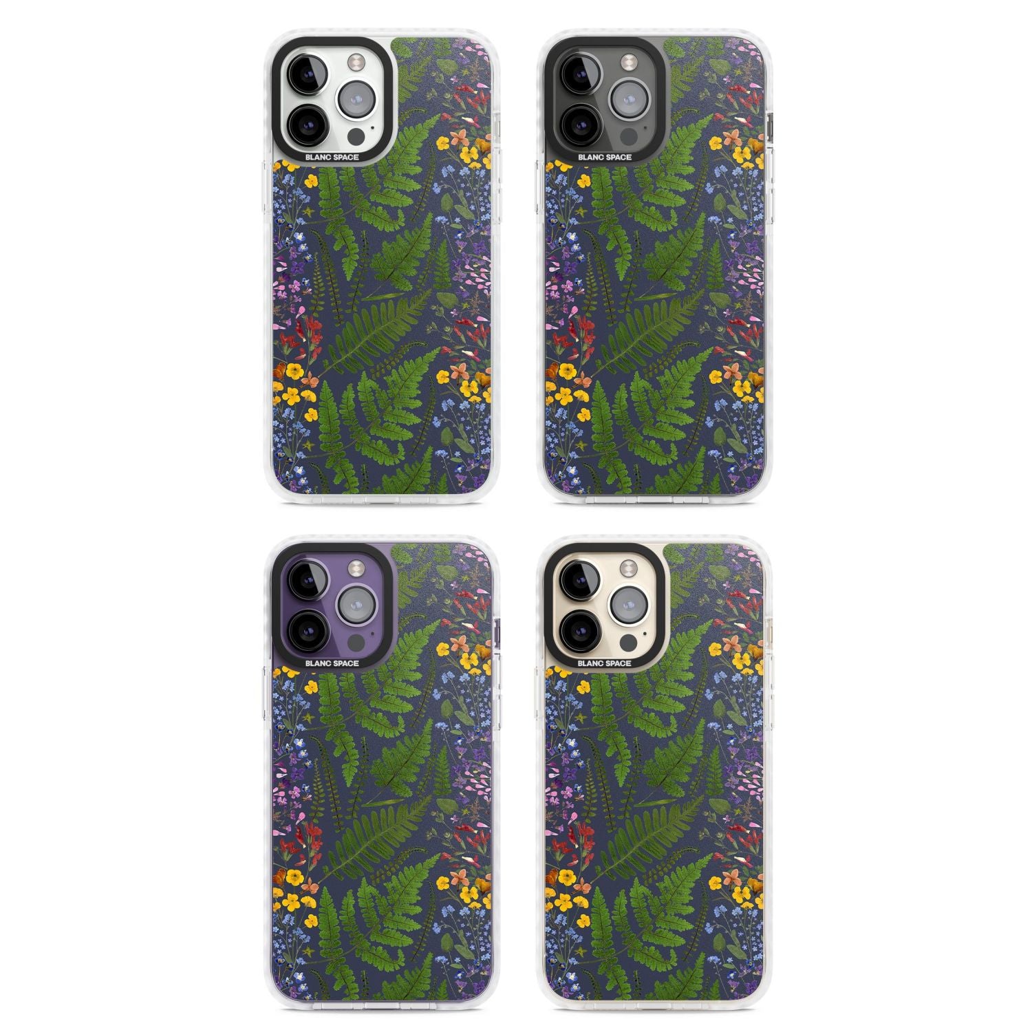 Busy Floral And Fern Design Navy