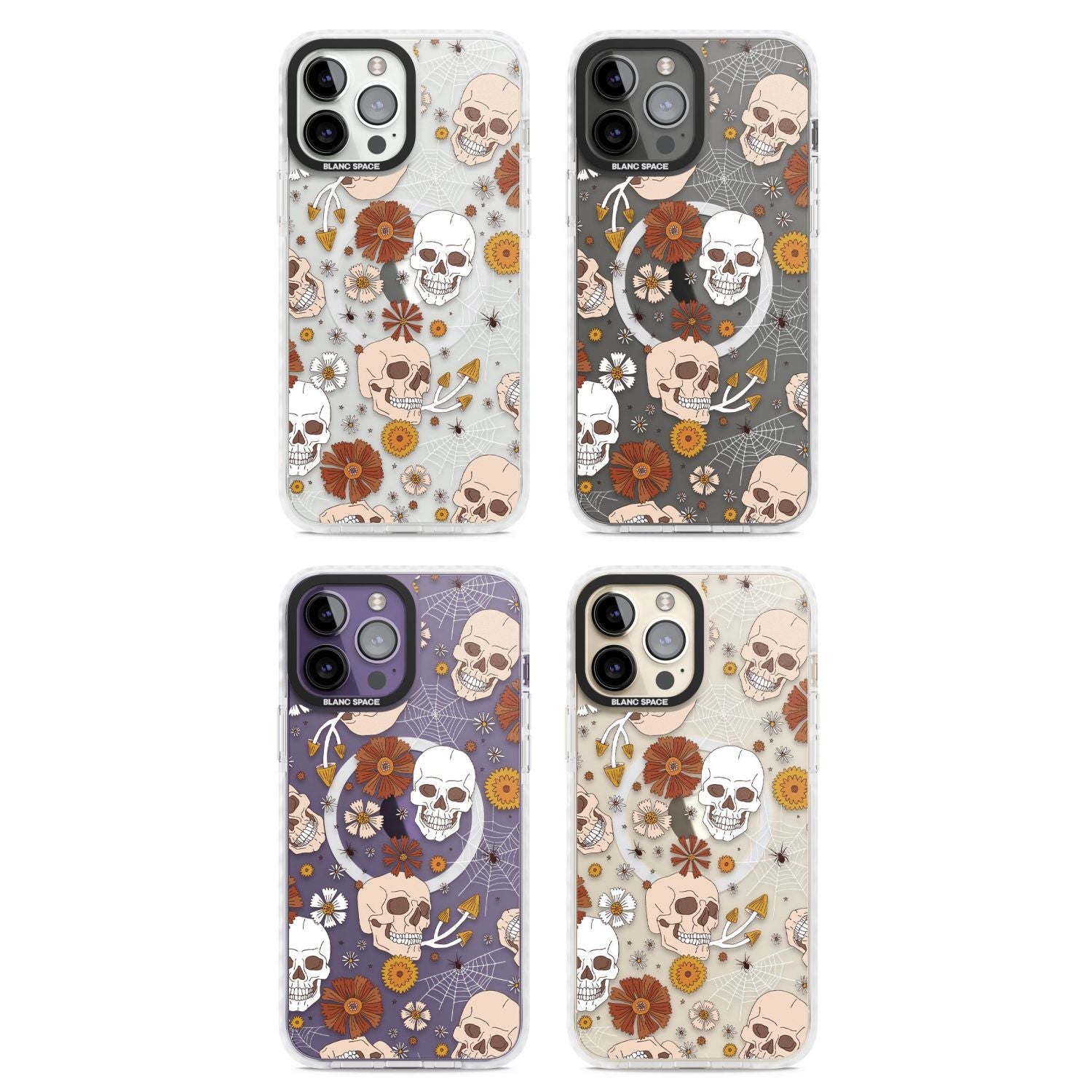 Halloween Skulls And Flowers