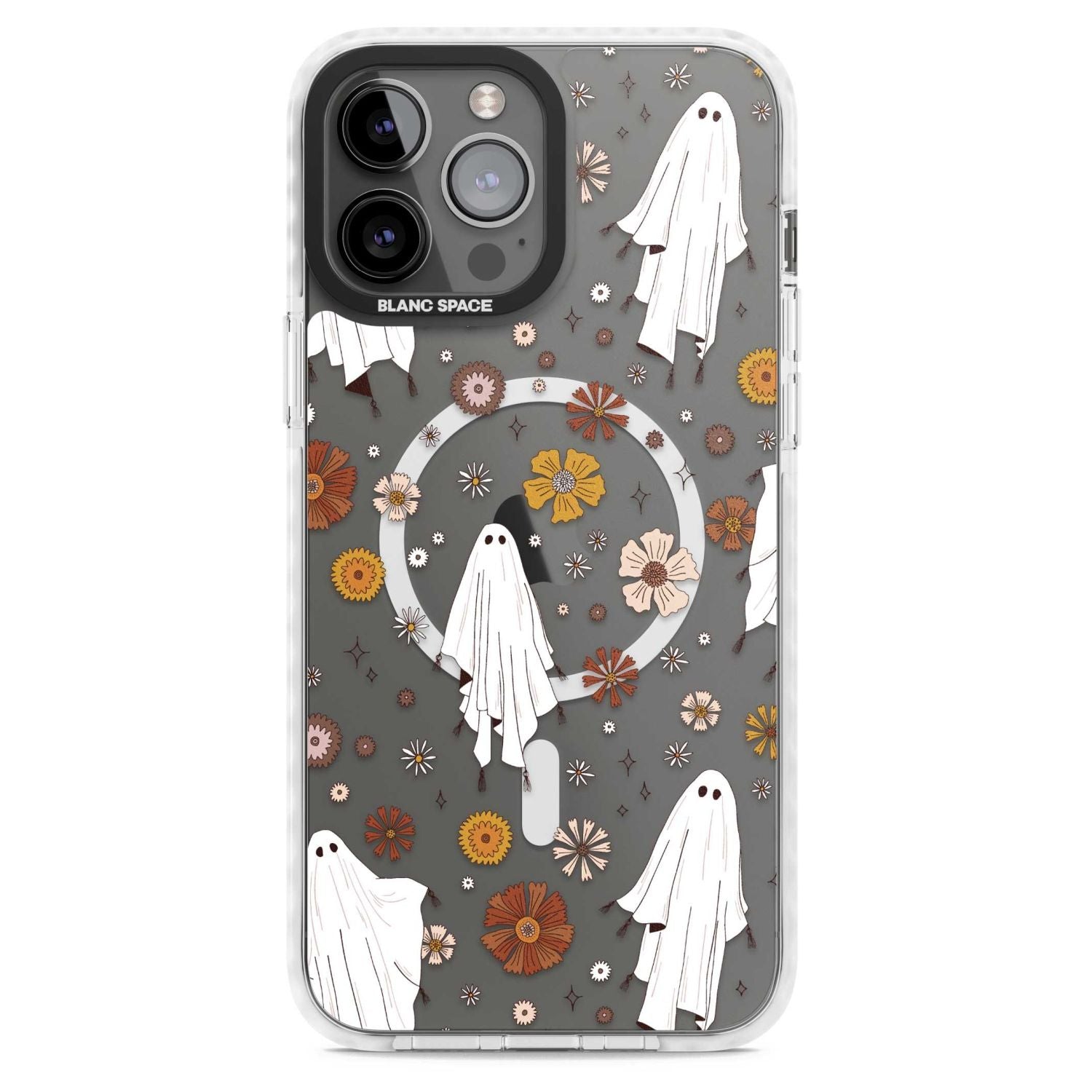 Halloween Ghosts And Flowers