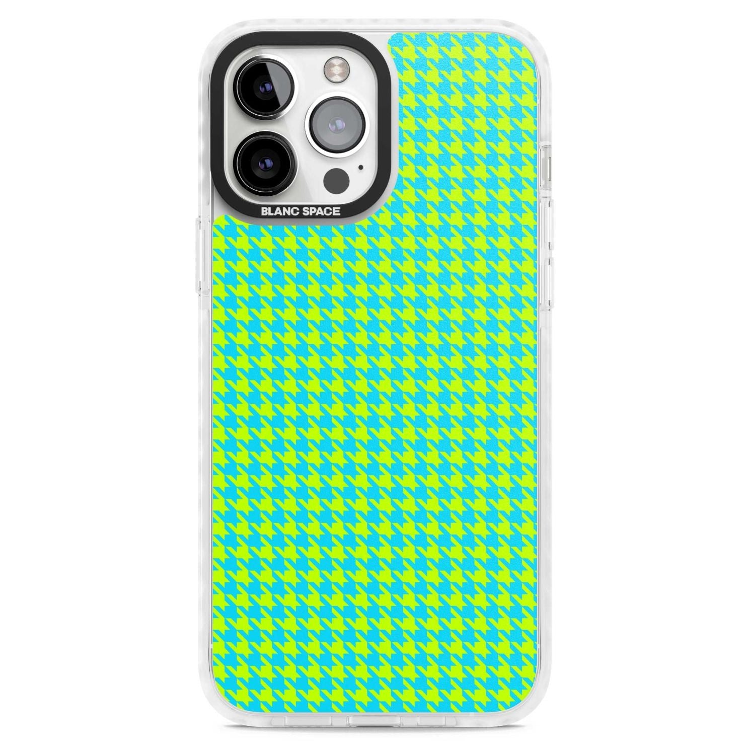 Neon Lime & Turquoise Houndstooth Pattern