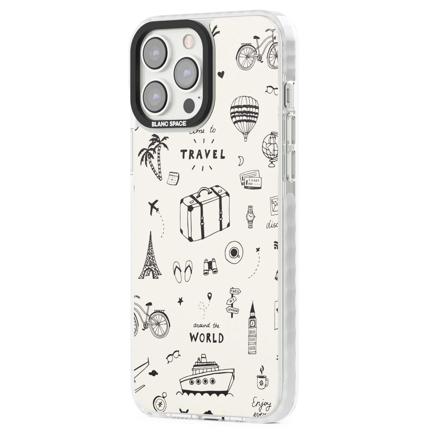 Cute Travel Pattern, White On