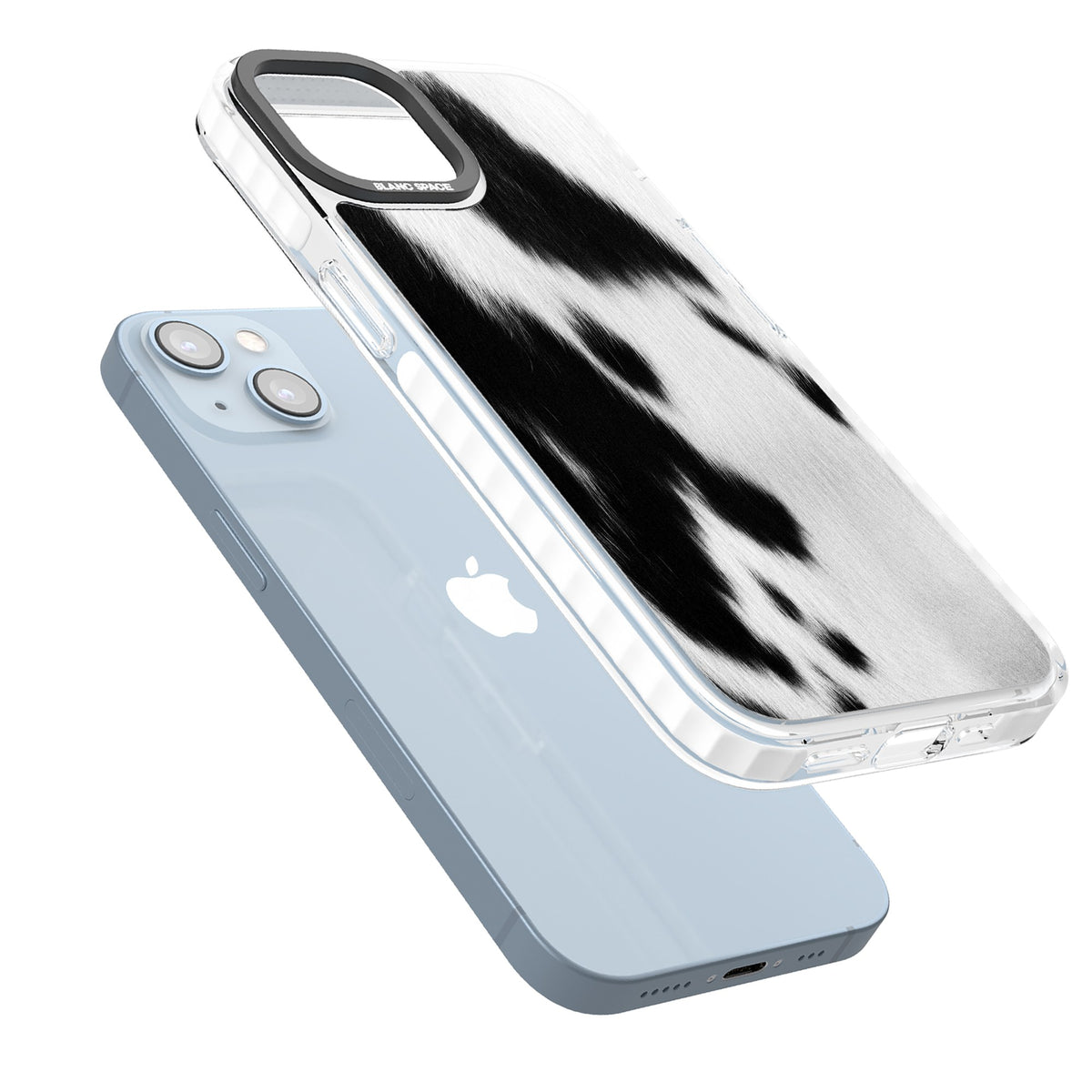 Cowhide iPhone 12 / 12 Pro / iPhone 13 / iPhone 14 / iPhone 14 Plus / iPhone 15 / iPhone 15 Plus Impact Clear Phone Case angled