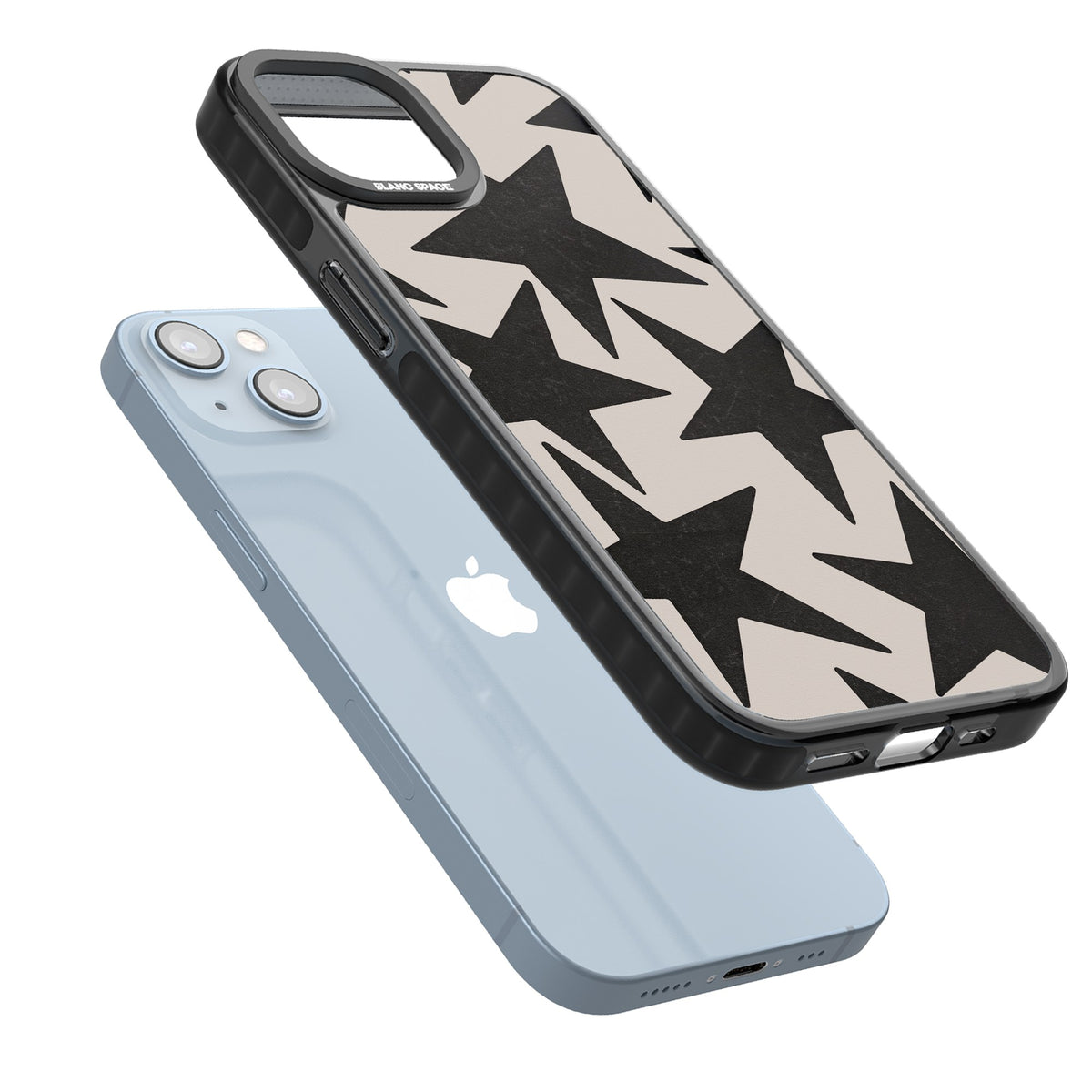Black Superstars iPhone 12 / 12 Pro / iPhone 13 / iPhone 14 / iPhone 14 Plus / iPhone 15 / iPhone 15 Plus Impact Black Phone Case angled