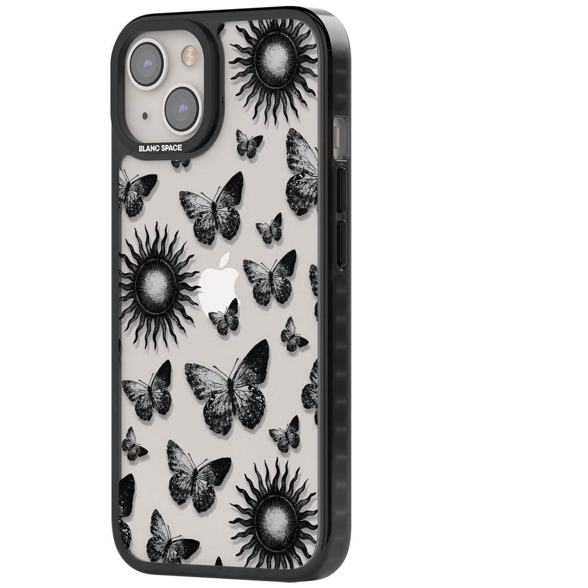 Butterflies Suns iPhone 12 / 12 Pro / iPhone 13 / iPhone 14 / iPhone 14 Plus / iPhone 15 / iPhone 15 Plus Impact Black Phone Case side