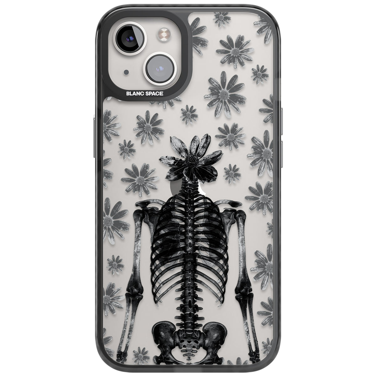 Skeleton Flower iPhone 12 / 12 Pro / iPhone 13 / iPhone 14 / iPhone 14 Plus / iPhone 15 / iPhone 15 Plus Impact Black Phone Case front