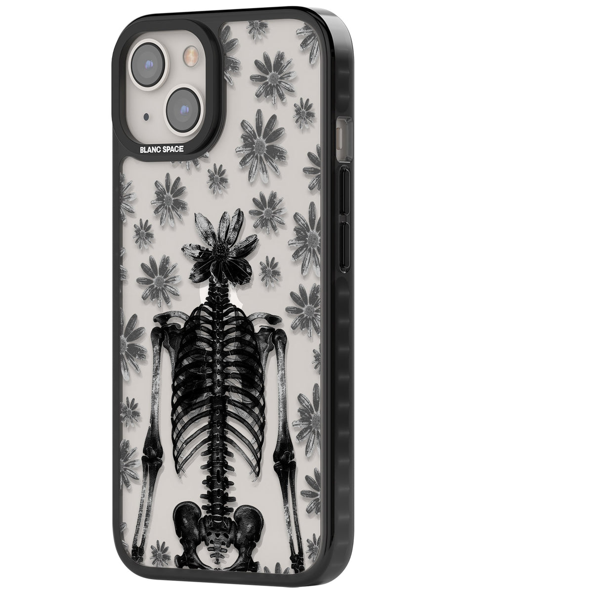 Skeleton Flower iPhone 12 / 12 Pro / iPhone 13 / iPhone 14 / iPhone 14 Plus / iPhone 15 / iPhone 15 Plus Impact Black Phone Case side