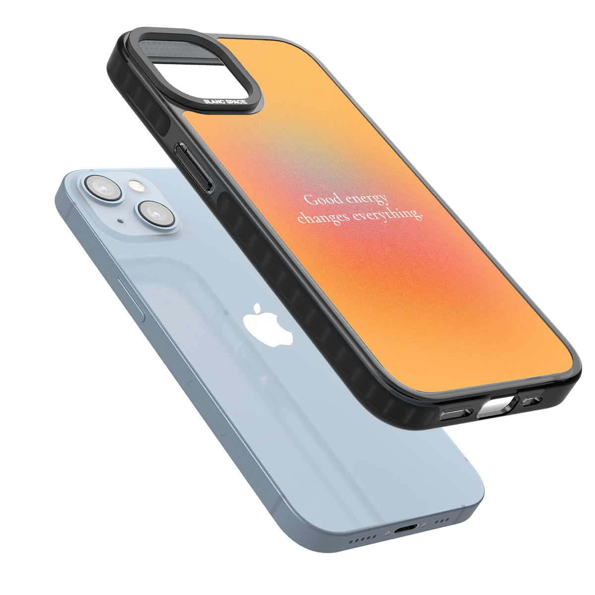 Good Energy iPhone 12 / 12 Pro / iPhone 13 / iPhone 14 / iPhone 14 Plus / iPhone 15 / iPhone 15 Plus Impact Black Phone Case angled