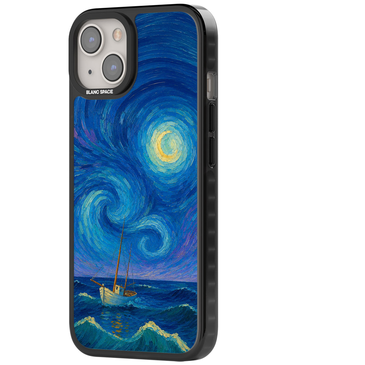 Moonlit Tide iPhone 12 / 12 Pro / iPhone 13 / iPhone 14 / iPhone 14 Plus / iPhone 15 / iPhone 15 Plus Impact Black Phone Case side