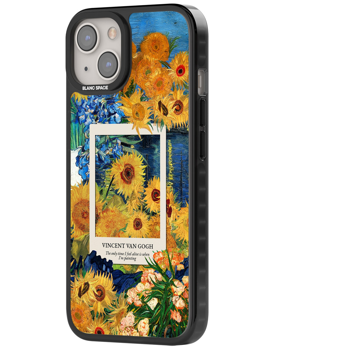 Van Gogh Sunflowers iPhone 12 / 12 Pro / iPhone 13 / iPhone 14 / iPhone 14 Plus / iPhone 15 / iPhone 15 Plus Impact Black Phone Case side