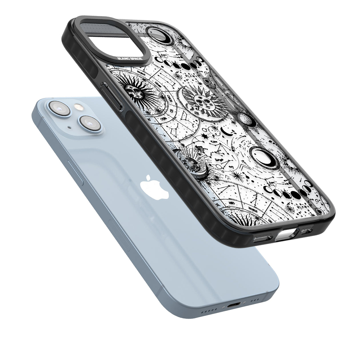Astral Mystic iPhone 12 / 12 Pro / iPhone 13 / iPhone 14 / iPhone 14 Plus / iPhone 15 / iPhone 15 Plus Impact Black Phone Case angled