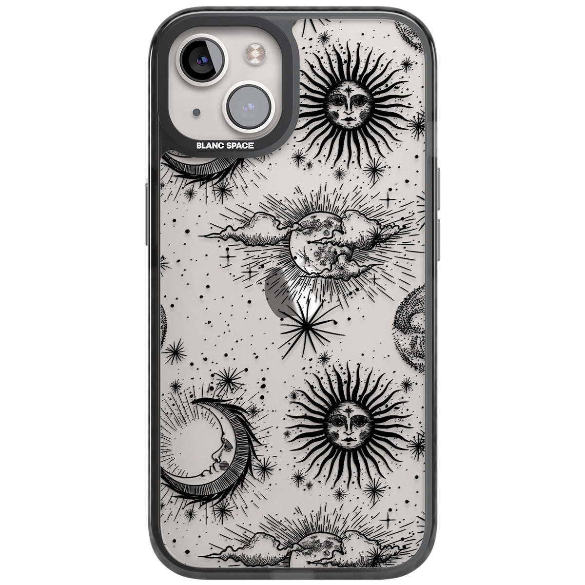 Suns, Moons & Clouds iPhone 12 / 12 Pro / iPhone 13 / iPhone 14 / iPhone 14 Plus / iPhone 15 / iPhone 15 Plus Impact Black Phone Case front