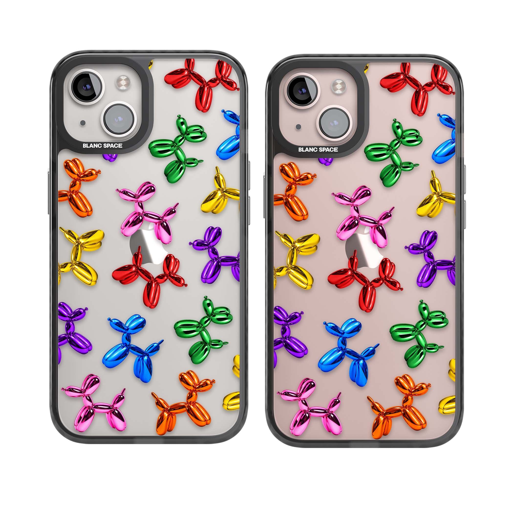 Balloon Dogs pop art iPhone case featuring rainbow chrome balloon dogs in Jeff Koons style | Black Impact case for iPhone 13, iPhone 14, iPhone 15