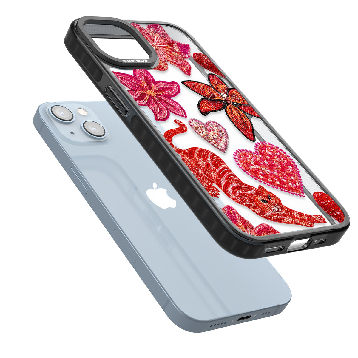 Beaded Boho iPhone 12 / 12 Pro / iPhone 13 / iPhone 14 / iPhone 14 Plus / iPhone 15 / iPhone 15 Plus Impact Black Phone Case angled