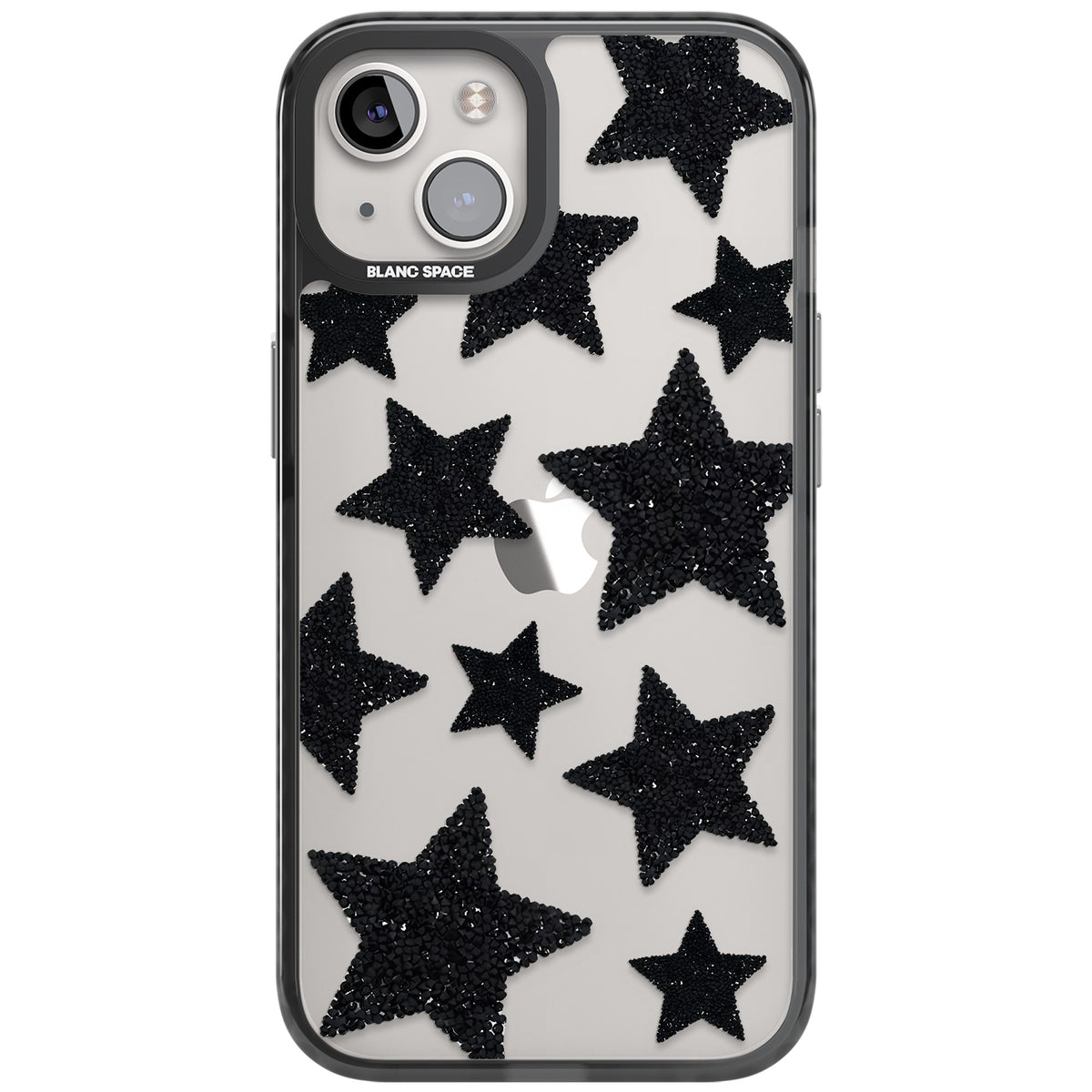 Beaded Black Stars iPhone 12 / 12 Pro / iPhone 13 / iPhone 14 / iPhone 14 Plus / iPhone 15 / iPhone 15 Plus Impact Black Phone Case front